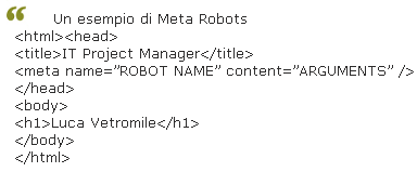 Capitolo VIII - Esempio di file meta robots